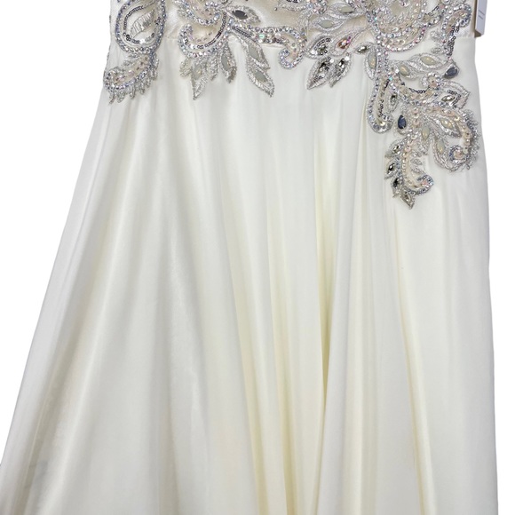 Ed Young NWT Illusion Back Chiffon Gown Evening Formal Dress Medium Ivory - Picture 7 of 17